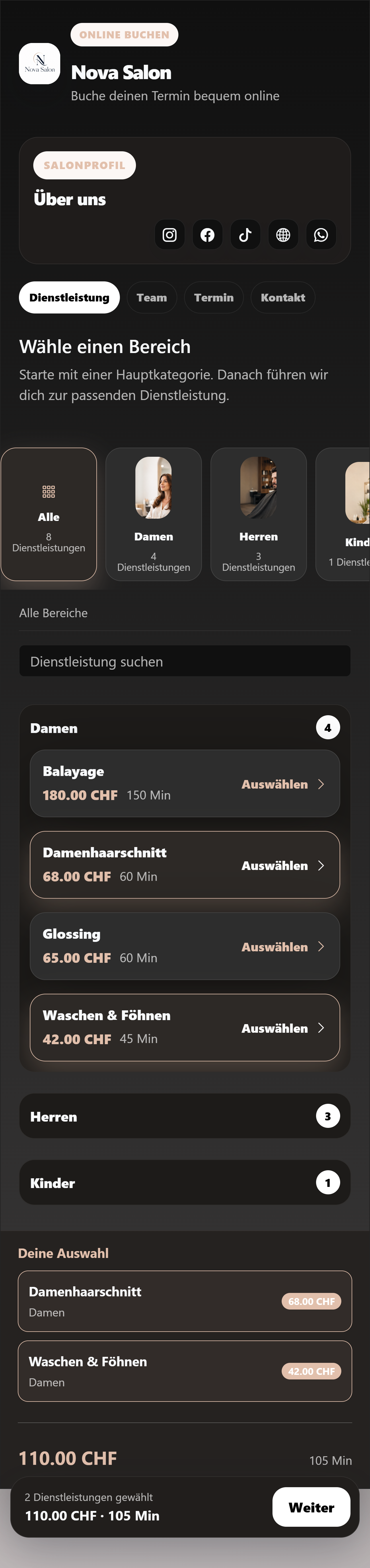 Coiffinity Onlinebuchung auf dem Smartphone